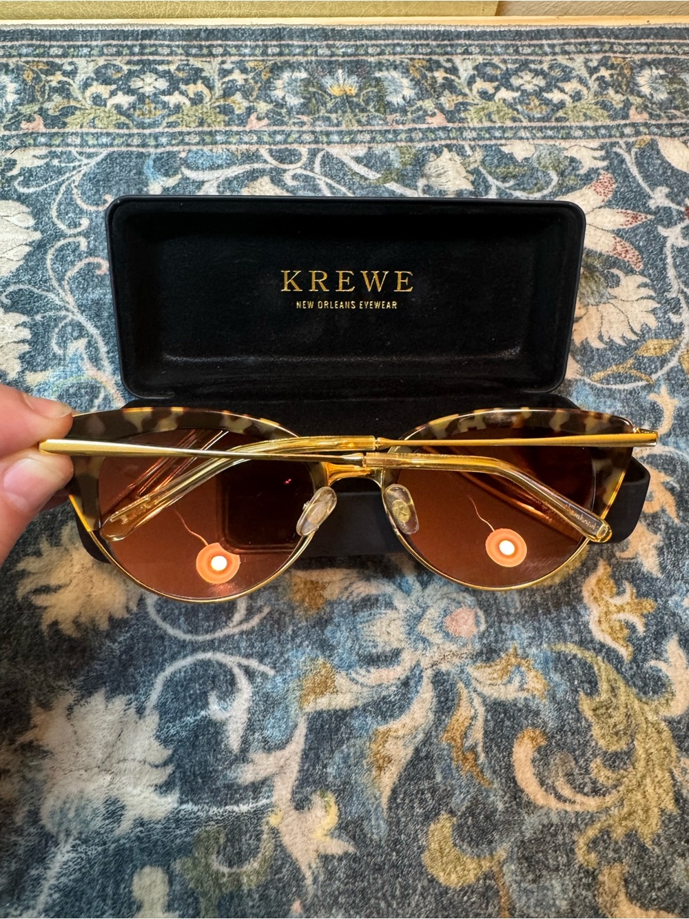 KREWE Josephine Tortoiseshell & Gold Frame Sunglasses with Brown Lenses